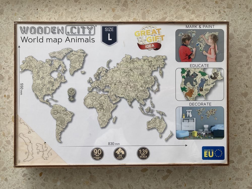 Wooden City, World map Animals, Grösse L Kaufen auf Ricardo