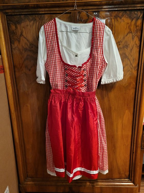 Dirndl Set Trachtenkleid 510GT - Rot Weiß Kariert In Größe 36