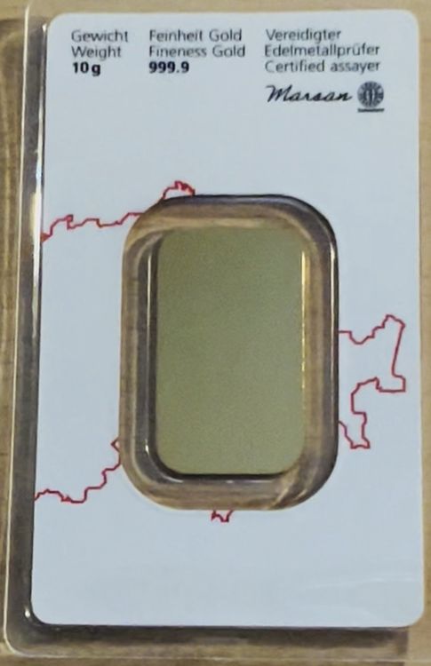 Metalli preziosi: Goldbarren 10 Gramm - Fine Gold 999.9 - Zertifiziert – Nuovo e nell'imballaggio originale da Neuhausen venduto da Hs8 1