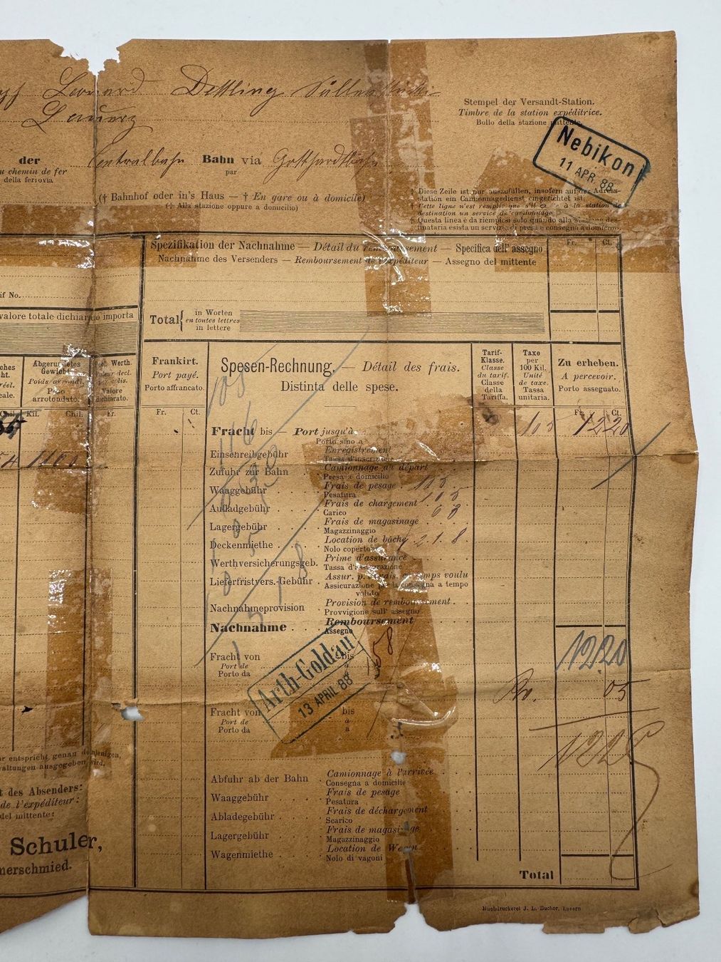 Documenti: Frachtbrief – Usato da Sachseln venduto da BONATI01 5