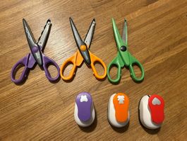 Zum Basteln! 3x Fantasie Locher und 3x Musterschere