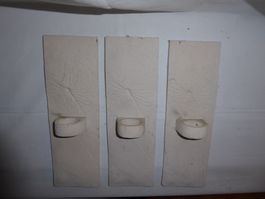Teelicht Wandhalter 3x aus Gips