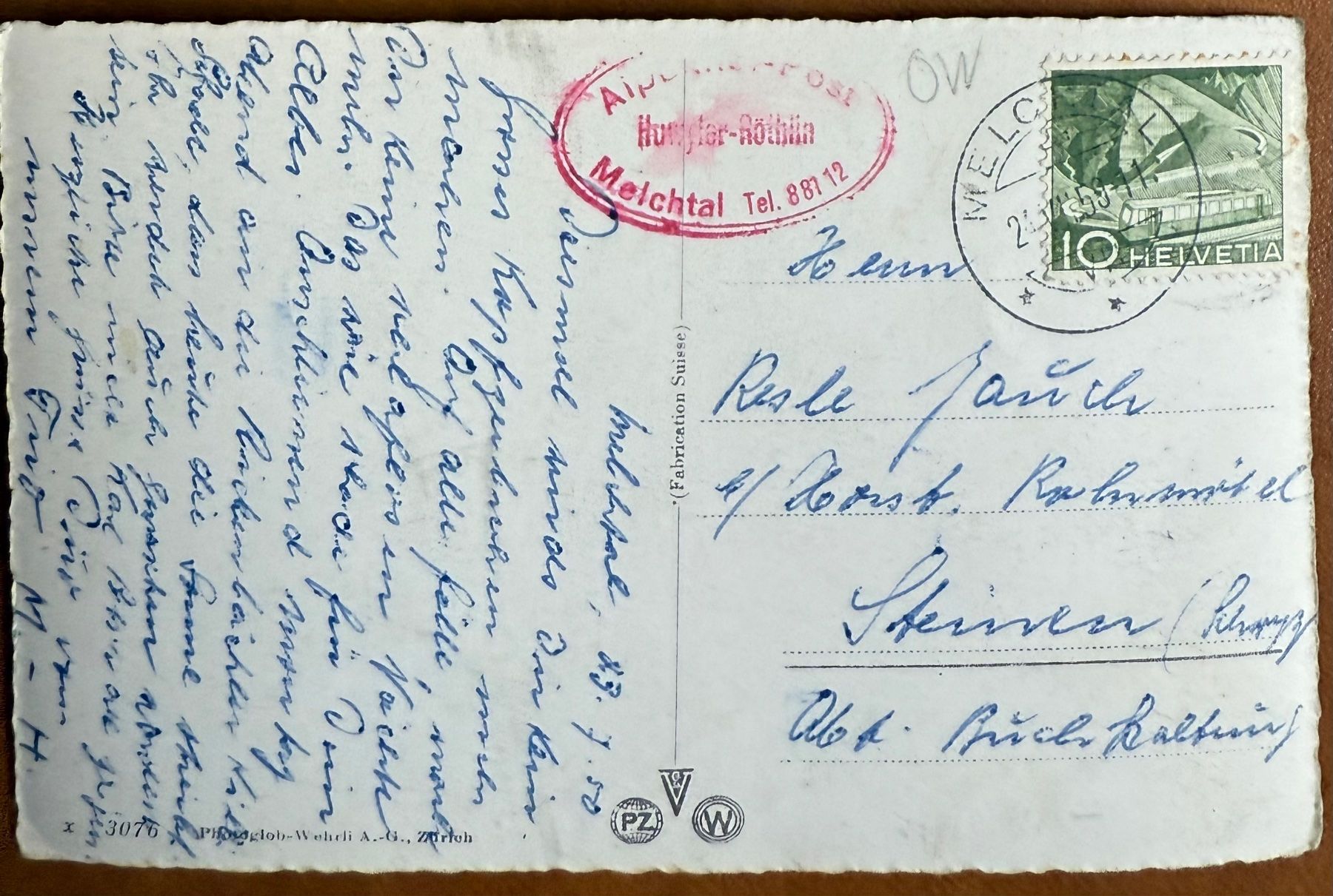 Cartoline postali: MELCHTAL - 1950 – Usato da Lutry venduto da Ediego 1