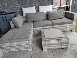 Garten-Lounge aus Rattan, grau