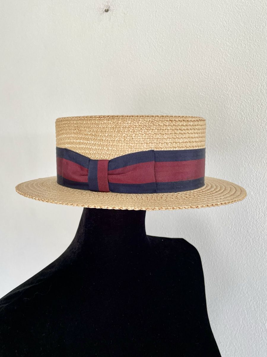 Copricapi, berretti & cappellini: Vintage Straw Boater Hat Summer Men – Usato da Richterswil venduto da Prangins9