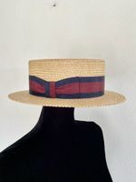  Vintage Straw Boater Hat Summer Men