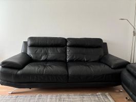 Ledersofa schwarz 2-Sitzer guter Zustand