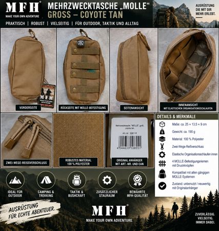 MFH Mehrzwecktasche MOLLE groß – Coyote Tan – unbenutzt