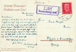 Karte Zusatzstempel Zassdorf Ravensburg Land 1932