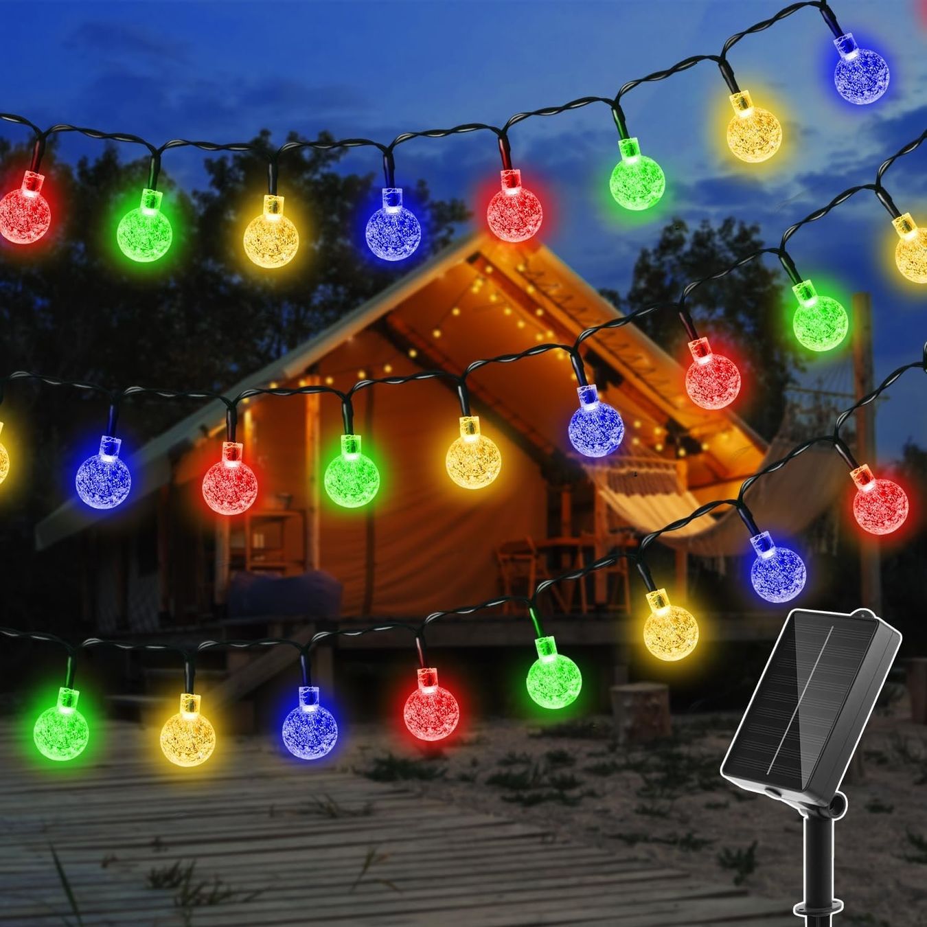 Ghirlande e barre luminose: Solar Lichterkette 12m 100 LED bunt – Nuovo e nell'imballaggio originale da Nuglar venduto da SmartLiving24
