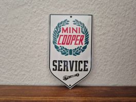 Emailschild Mini Cooper Auto Service Garage Emaille Schild