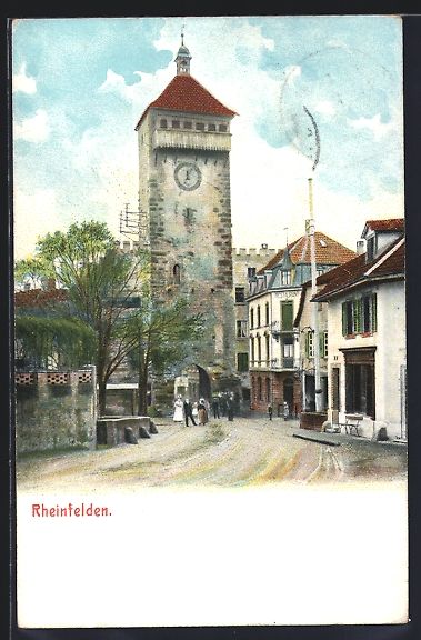 Cartoline postali: AK Rheinfelden, Strassenpartie mit Turm – Usato da Berlin venduto da bartko-reher