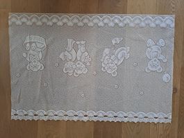 Kinder Gardinen mit Teddybären Muster Weiss, 4 Stk.