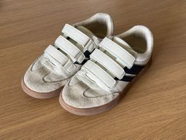 Kinder Sneaker Gr. 35 mit Klettverschluss – Beige / Schwarz