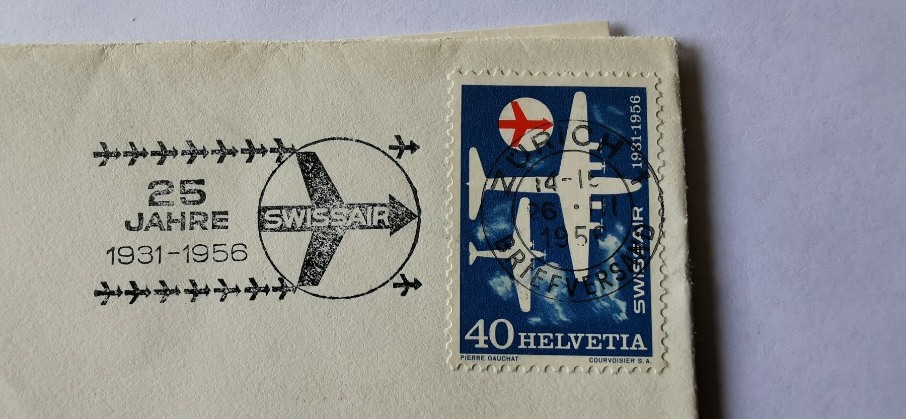Tutti i francobolli: Swissair-Jubiläums-Brief 1956 – Usato da Aadorf venduto da Chnorli-Furz 1
