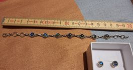 Schmuckset Labradorit/925 Silber: Armband + Ohrringe