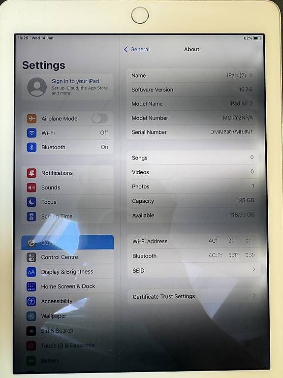Apple Tablet PC: iPad Air 2 128 GB (Wi-Fi) – Usato da Effretikon venduto da Gettrix 1