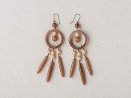 Holz Ohrringe im Boho / Vintage Style, Holzschmuck