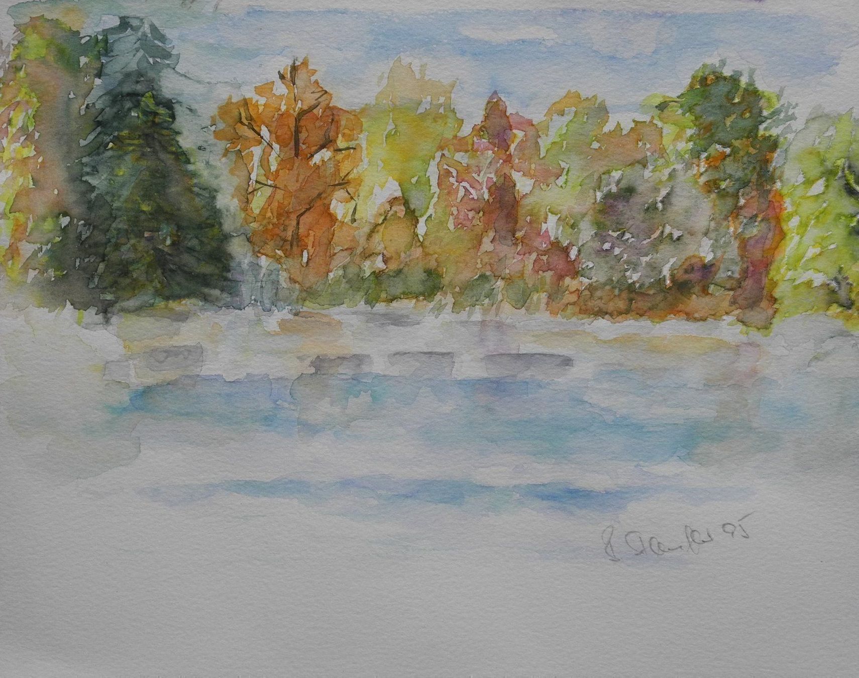 Dipinti: Spätsommerliche Teichlandschaft signiert – Usato da Wünnewil venduto da FineArt-NicePrice 1