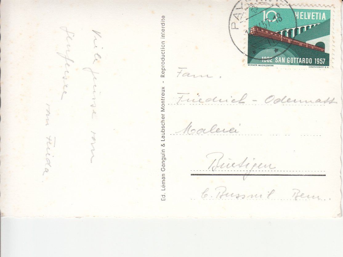 Cartoline postali: Glion 1957 – Usato da Bürglen TG venduto da StampGraf 1