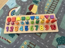 Wooden Shape & Number Board 1-10 - Learning Toy For Kids