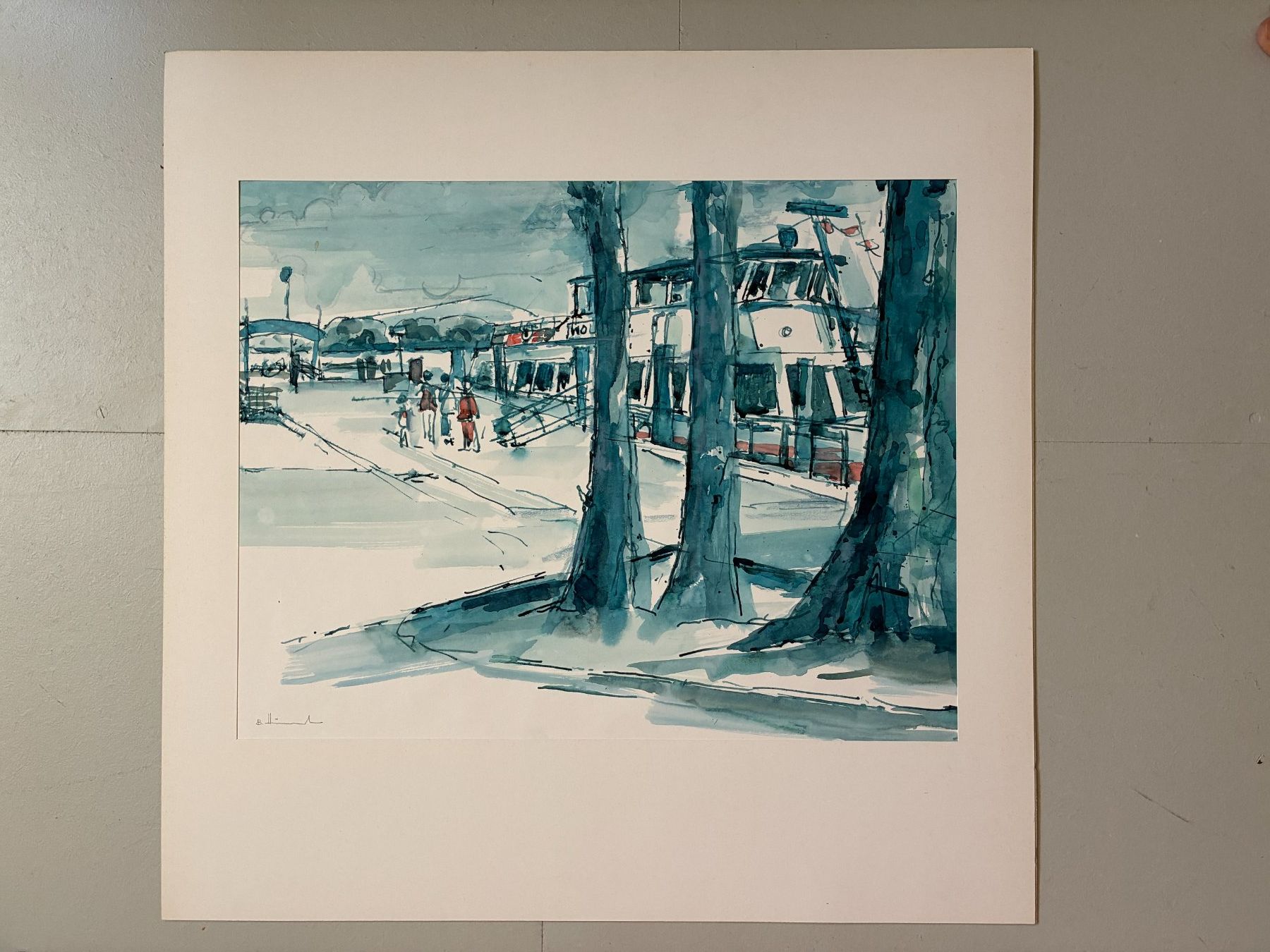 Dipinti: Schiffs-Station Ermatingen, Aquarell, 58x45, 1991, – Usato da Biberist venduto da longimanus3