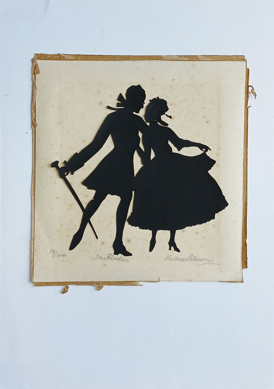 Grafica & Litografie: Scherenschnitt  >> Das Pärchen>> – Usato da Zürich venduto da Mr.Dachboden