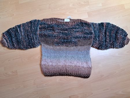 Wohlig weicher Wollpulli braun/blau.