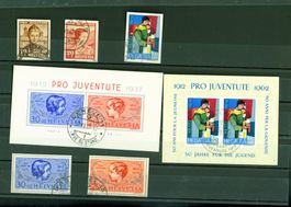 Pro Juventute Blocks + Ausschnitte  auf Steckkart (PJ764)