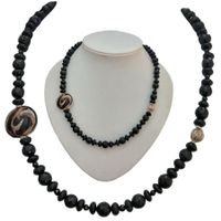 Statement -  Onyx Spinell  - Halskette Muranoglas - Silber