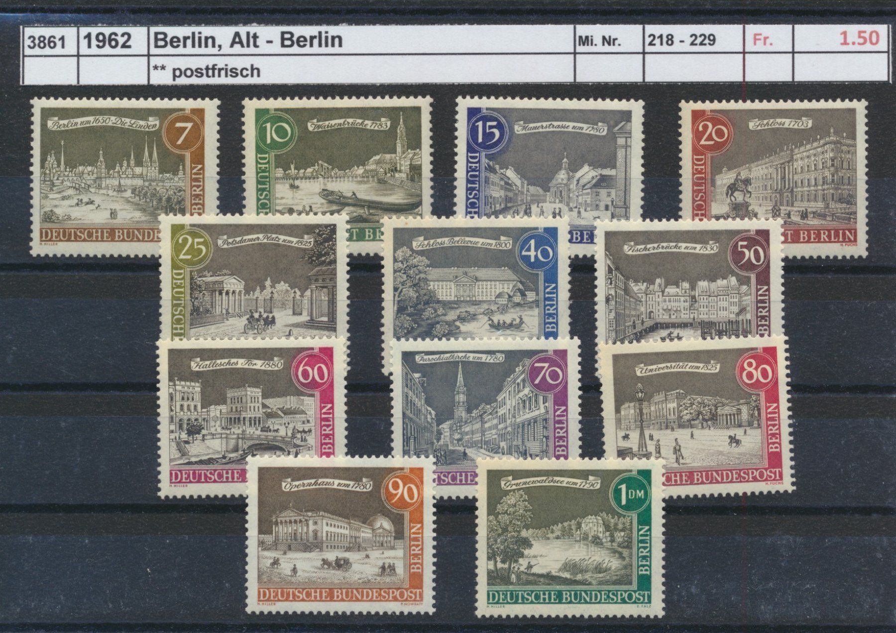 Tous les timbres: 1962 Berlin, "Alt - Berlin", ** postfrisch – Neuf (Voir description) à Winterthur par Zupogeru