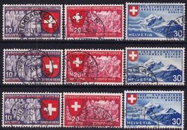 1939, Landi Nr. 219-227, 3 Serien (d,f,i), sauber gest.