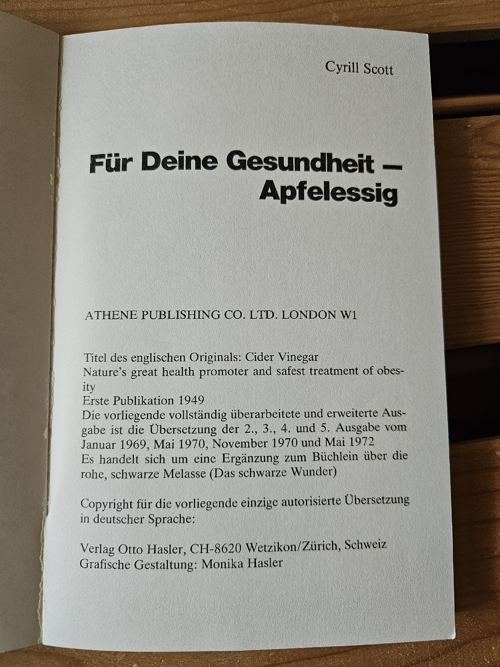 Bücher: Für Deine Gesundheit - Apfelessig, Cyril Scott – Gebraucht aus Ebikon von SecondChance_byM 1