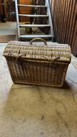 Korb mit Deckel, Weidengeflecht, Vintage