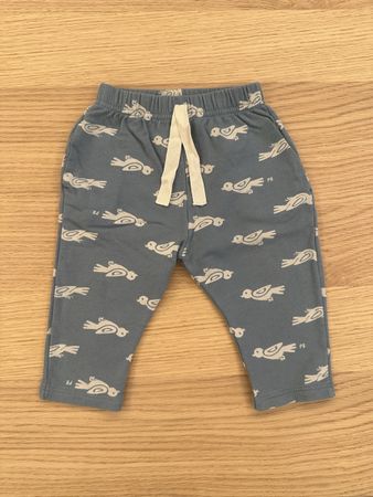 Petit Bateau Hose Kinder 6m/67cm blaugrau Vögel Print