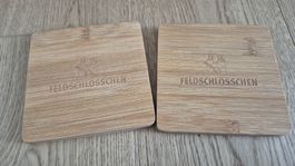 2 Feldschlösschen Untersetzer aus Holz
