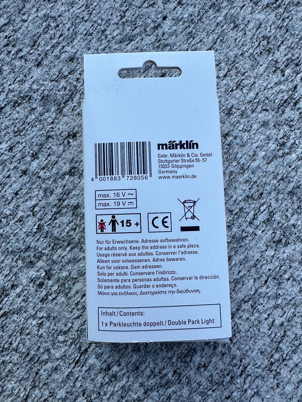 Märklin Modelleisenbahnen: Märklin 72805 doppel Parkleuchte einfach‪ – Neu und originalverpackt aus Chiasso von Carrara-Modellismo 1