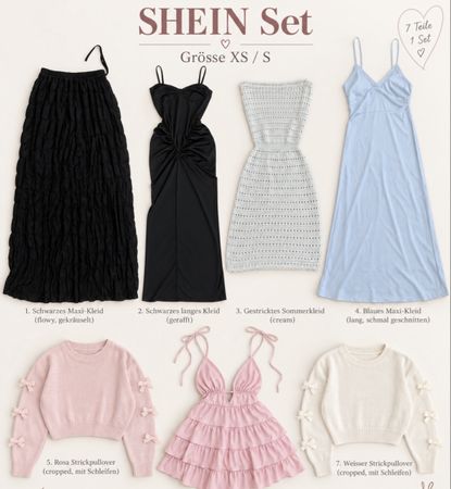 Shein Kleider Set 7-teilig Grössen XS und S gemischt