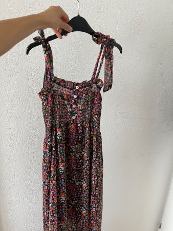 Robe longue fleurie à bretelles nouées, idéale été!