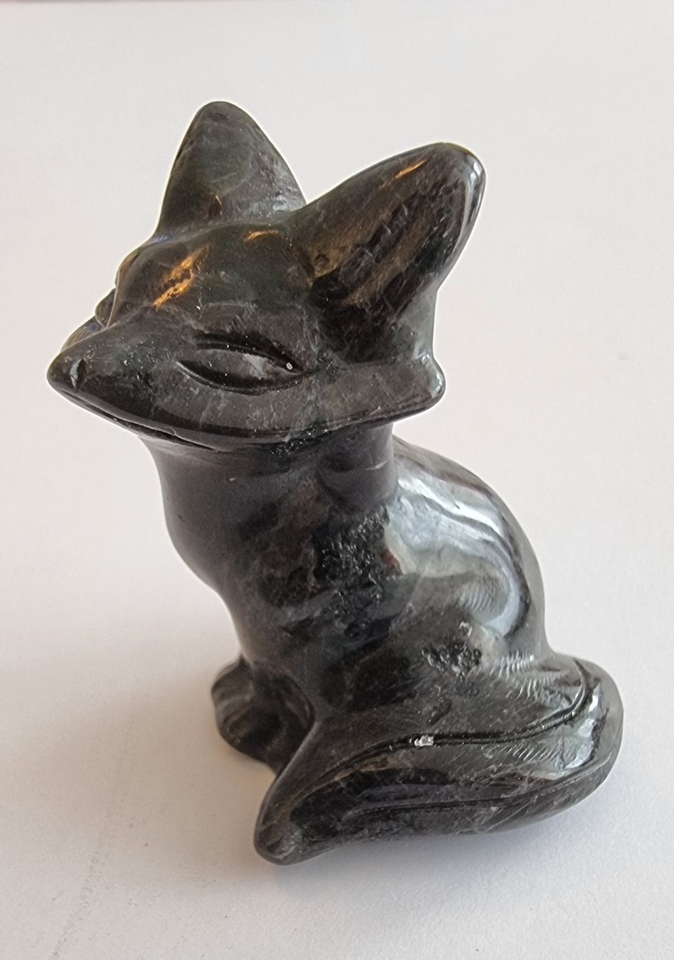 Statuette: Labradorit Fuchs Statue Figur – Nuovo e nell'imballaggio originale da Menziken venduto da Mirager 1
