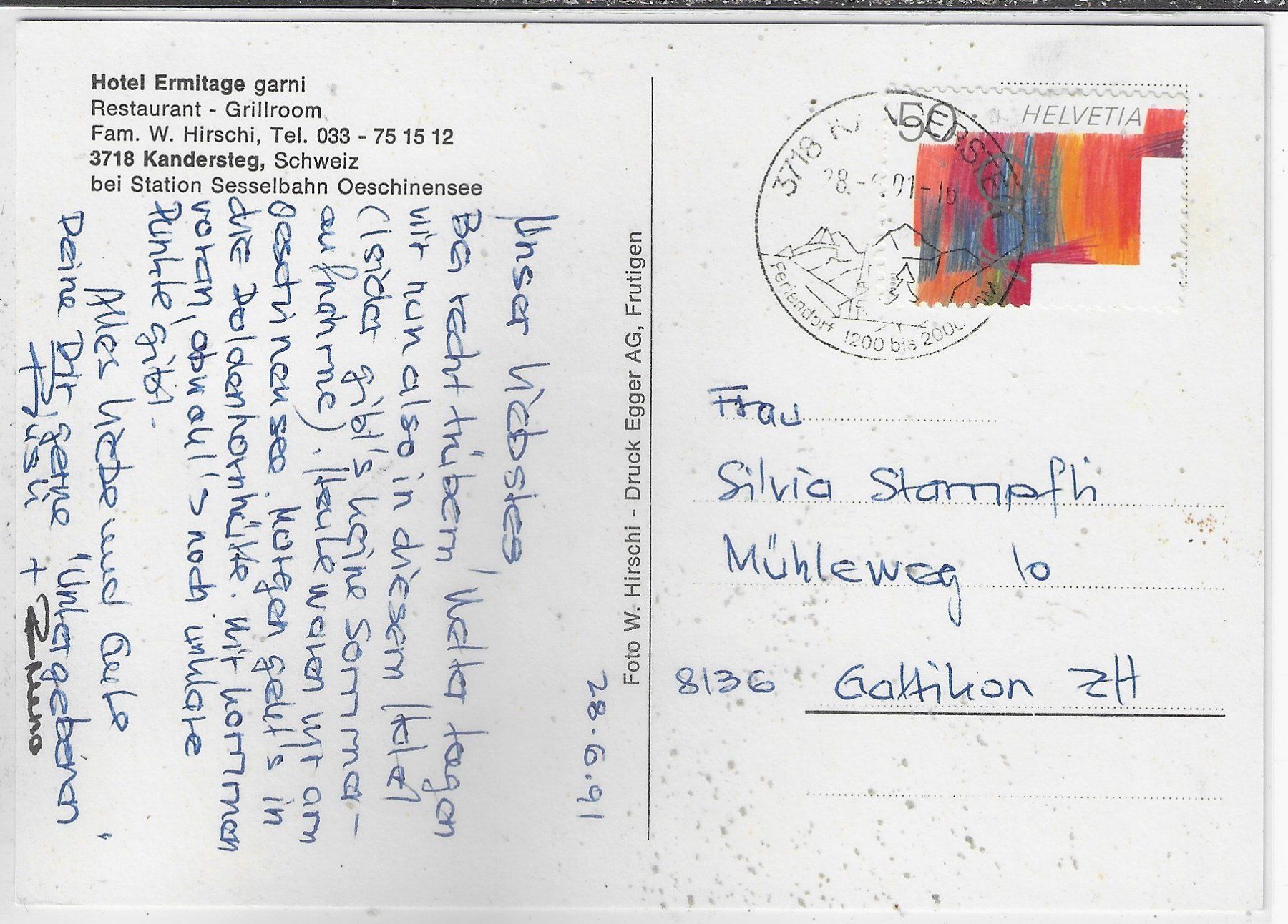 Cartoline postali: Hotel Ermitage Garni - Kandersteg im Winter – Usato da Ettingen venduto da Kartenplanet 1