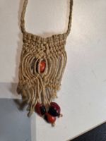 Halskette Schnur Bast Kette mit Bohnen 64 cm