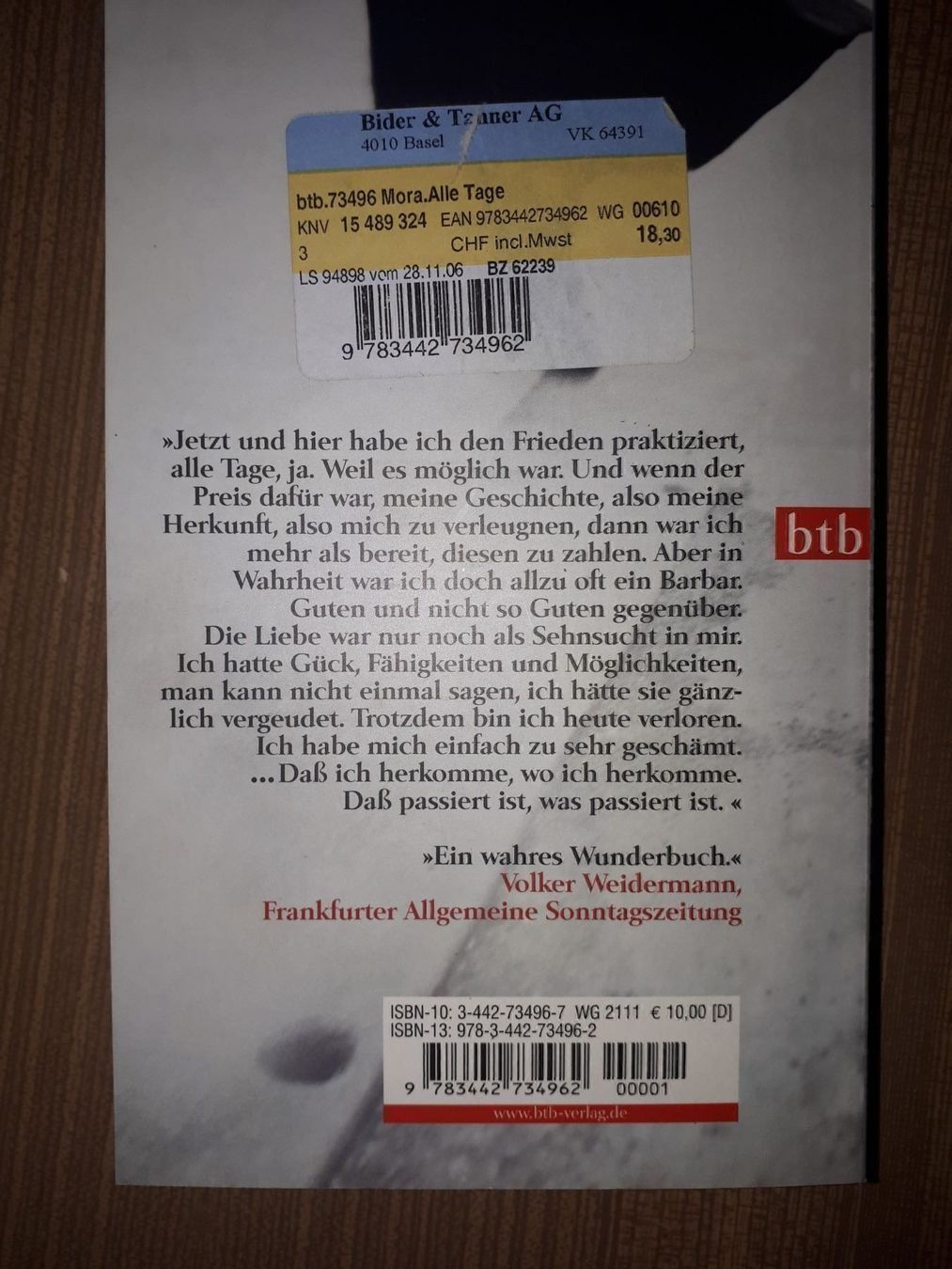 Bücher: Terezia Mora Alle Tage – Gebraucht aus Basel von Alacant 1