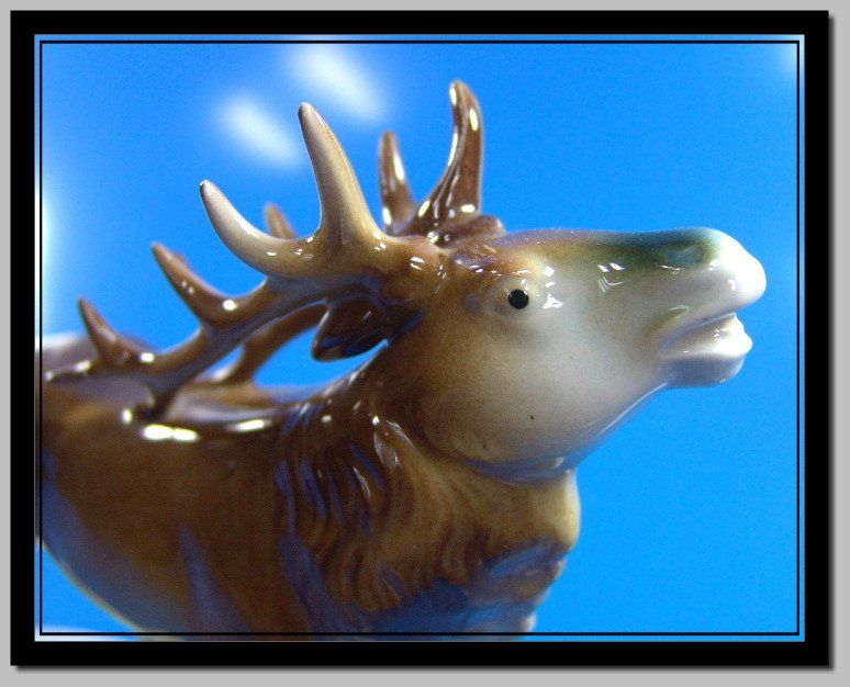 Statuette: grosser röhrender Hirsch Gräfenthal GDR Germany – Difettoso da Langenthal venduto da hamster-raeumung 7