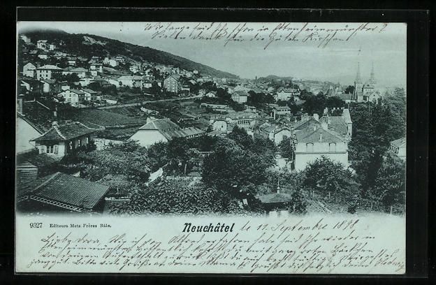 Cartoline postali: Mondschein-AK Neuchâtel, Teilansicht – Usato da Berlin venduto da bartko-reher