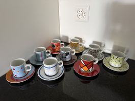 Tasses et sous-tasses expresso 9 pièces, en parfait état 