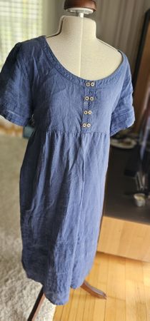 Sommerkleid Leinenkleid blau Gr. XS  Zyga 100% Leinen