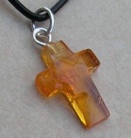 ♥ Baltischer Bernstein KREUZ ANHÄNGER / auch für Kinder ♥
