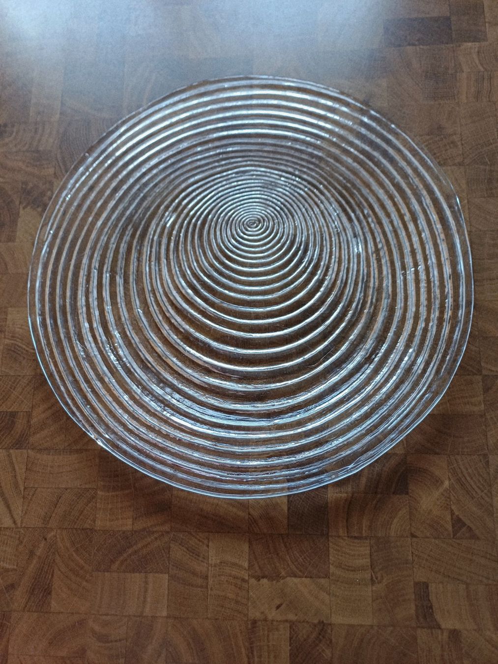 Glasi Hergiswil Piatti di portata: Glasplatte / Servierplatte mit Spiralmuster, Hergiswil – Usato da Kloten venduto da Juanita3 5