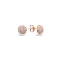 Ohrstecker rund Kugel Halbkugel Zirkonia roségold 925 7mm